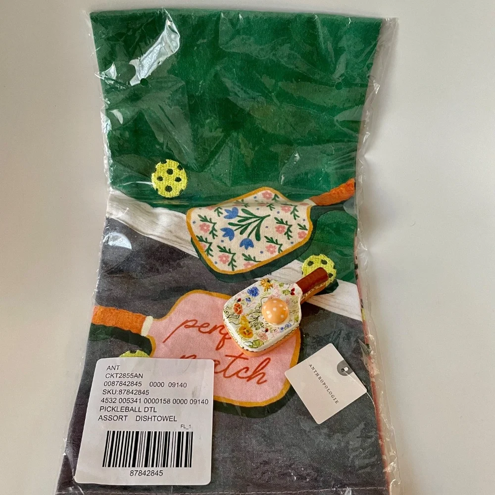 Anthropologie Maeve Tiny Treasures Trinket Box + Pickleball Dish Towel GIFT SET